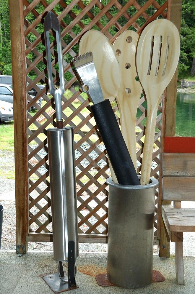 Oversize kitchen utensils outside the café.<br />
<br />
 © Deane Hislop